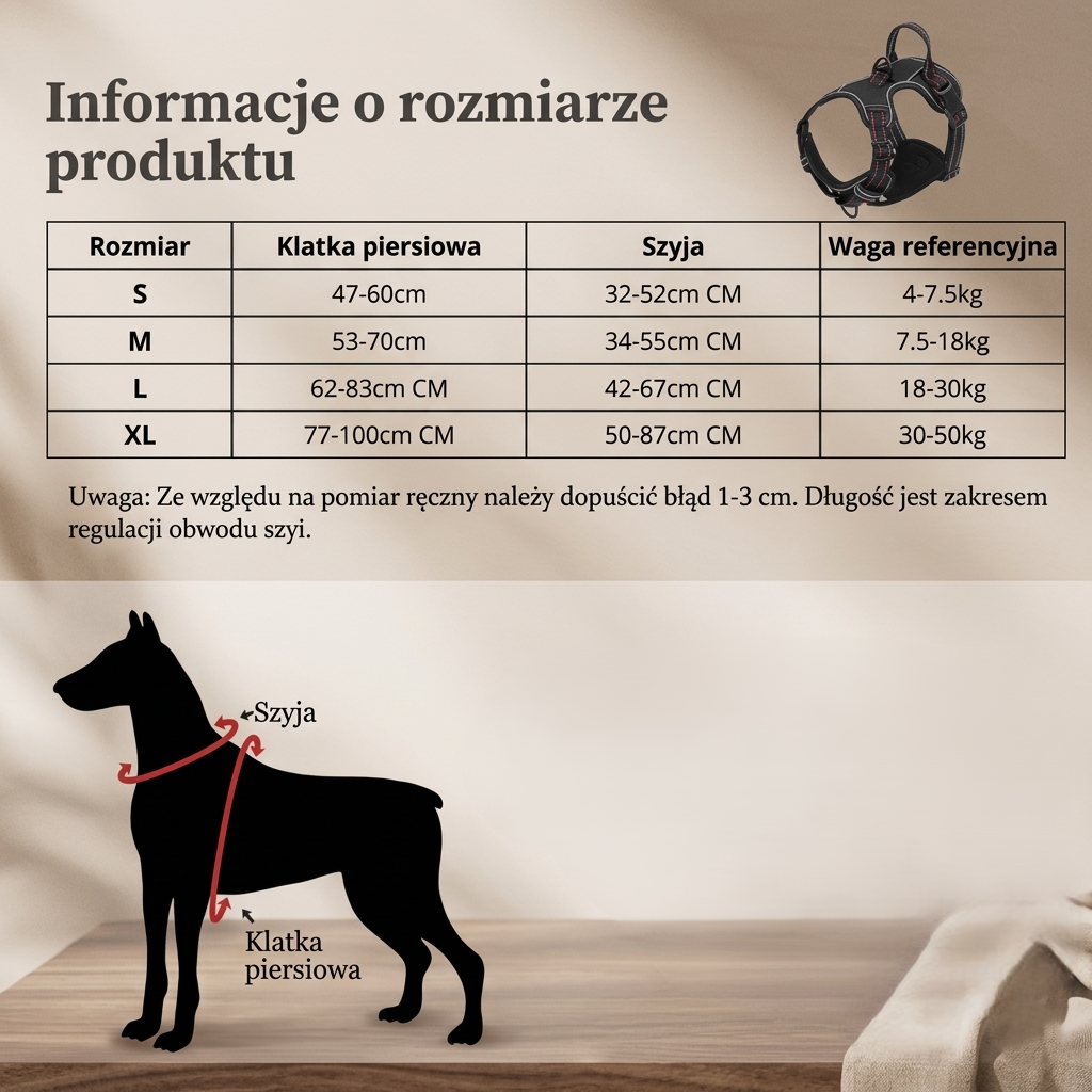 Szelki z nylonu odblaskowe kolorowe regulowane miękkie trwałe dla psa S M L