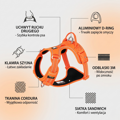 Szelki dla psa regulowane odblaskowe nylonowe z miękkim paddingiem komfortowym