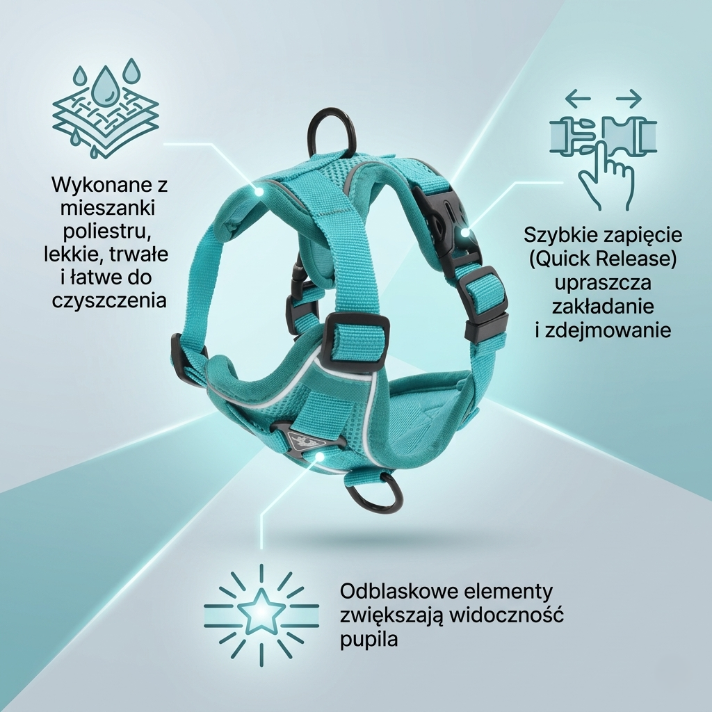 Szelki miękkie regulowane wyściełane dla psa małe rasy