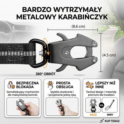 Smycz amortyzująca z odblaskowymi elementami dla psa średniej rasy