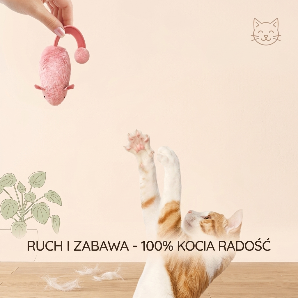 Zabawka myszka pluszowa interaktywna dla kota świecąca
