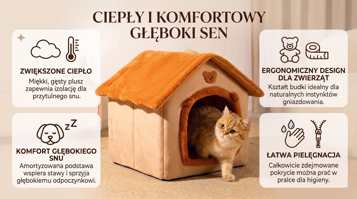 Domek dla psa i kota - Przytulne legowisko z daszkiem