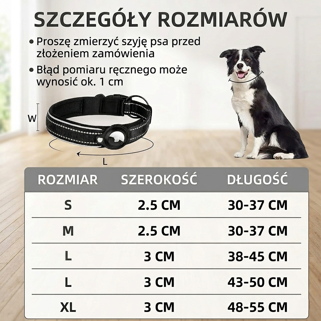 Obroża z uchwytem na Airtag nylonowa wodoodporna odblaskowa dla psa i kota