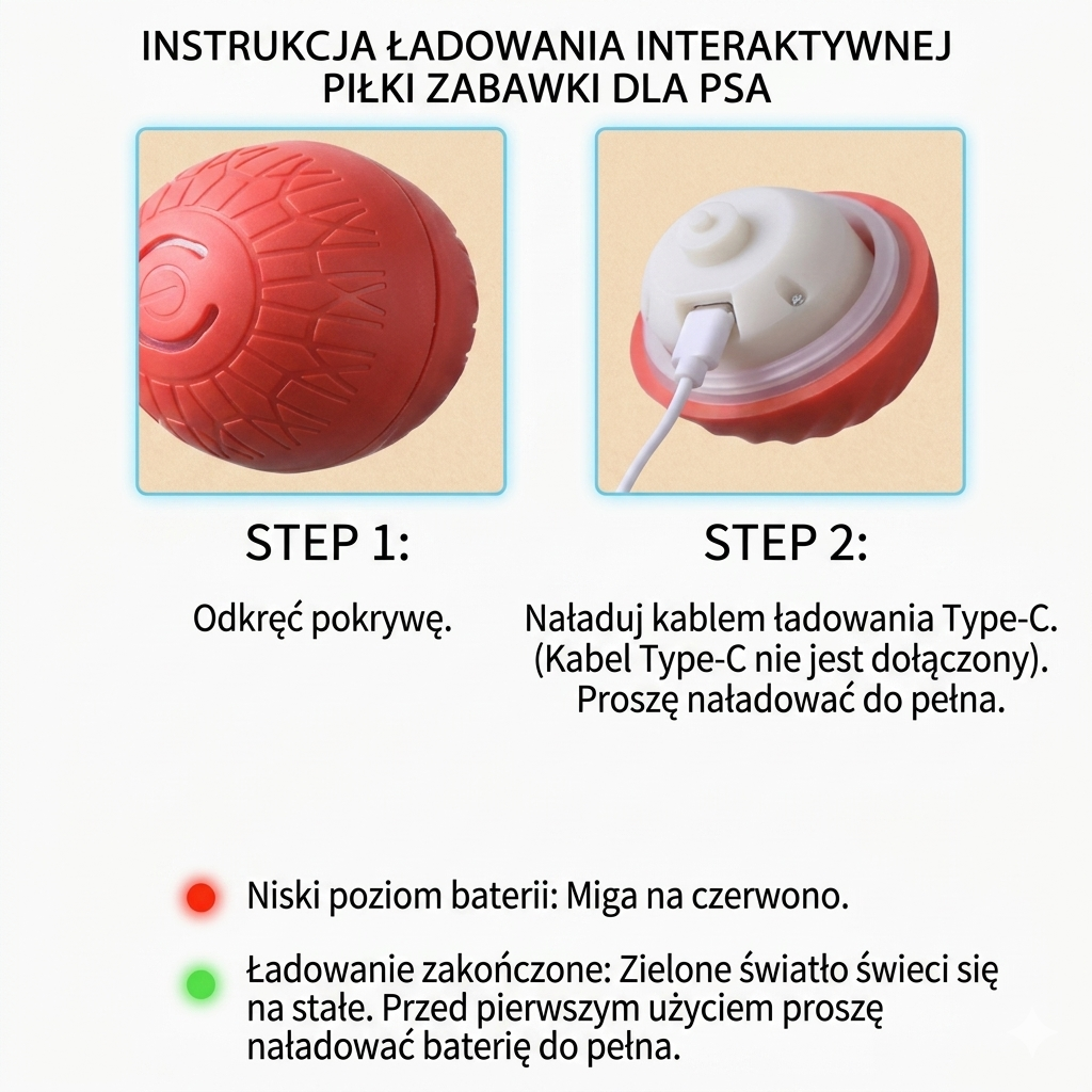 Zabawka interaktywna automatyczna piłka dla psa duże rasy usb zasilana ruchoma