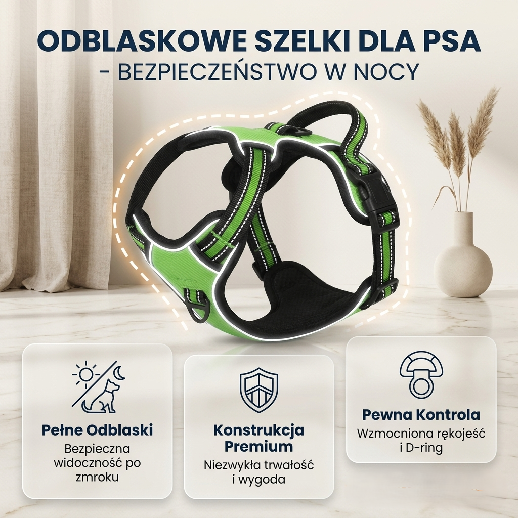 Szelki z nylonu odblaskowe kolorowe regulowane miękkie trwałe dla psa S M L