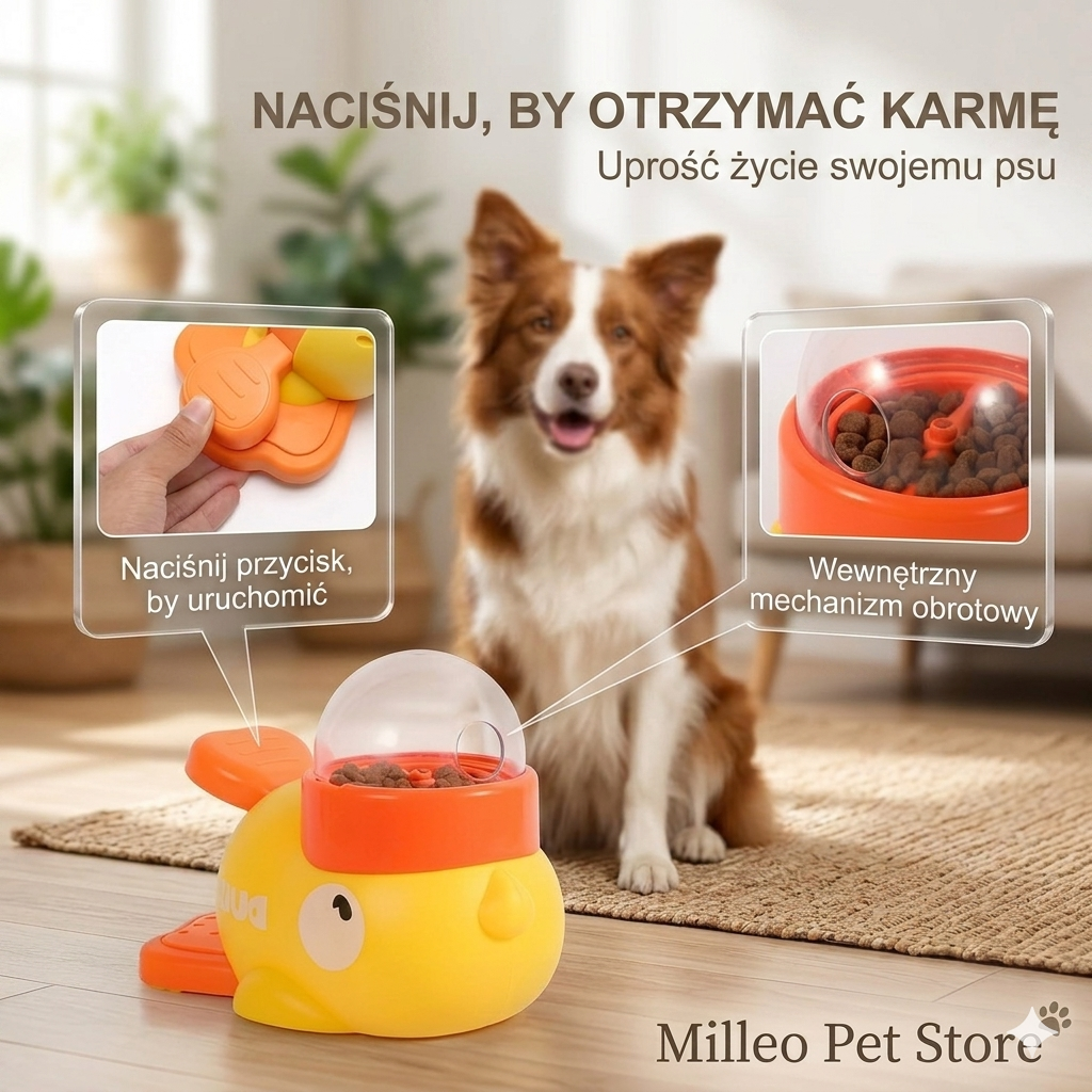 Zabawka interaktywna 2w1 z dystrybutorem przysmaków dla psa plastikowa