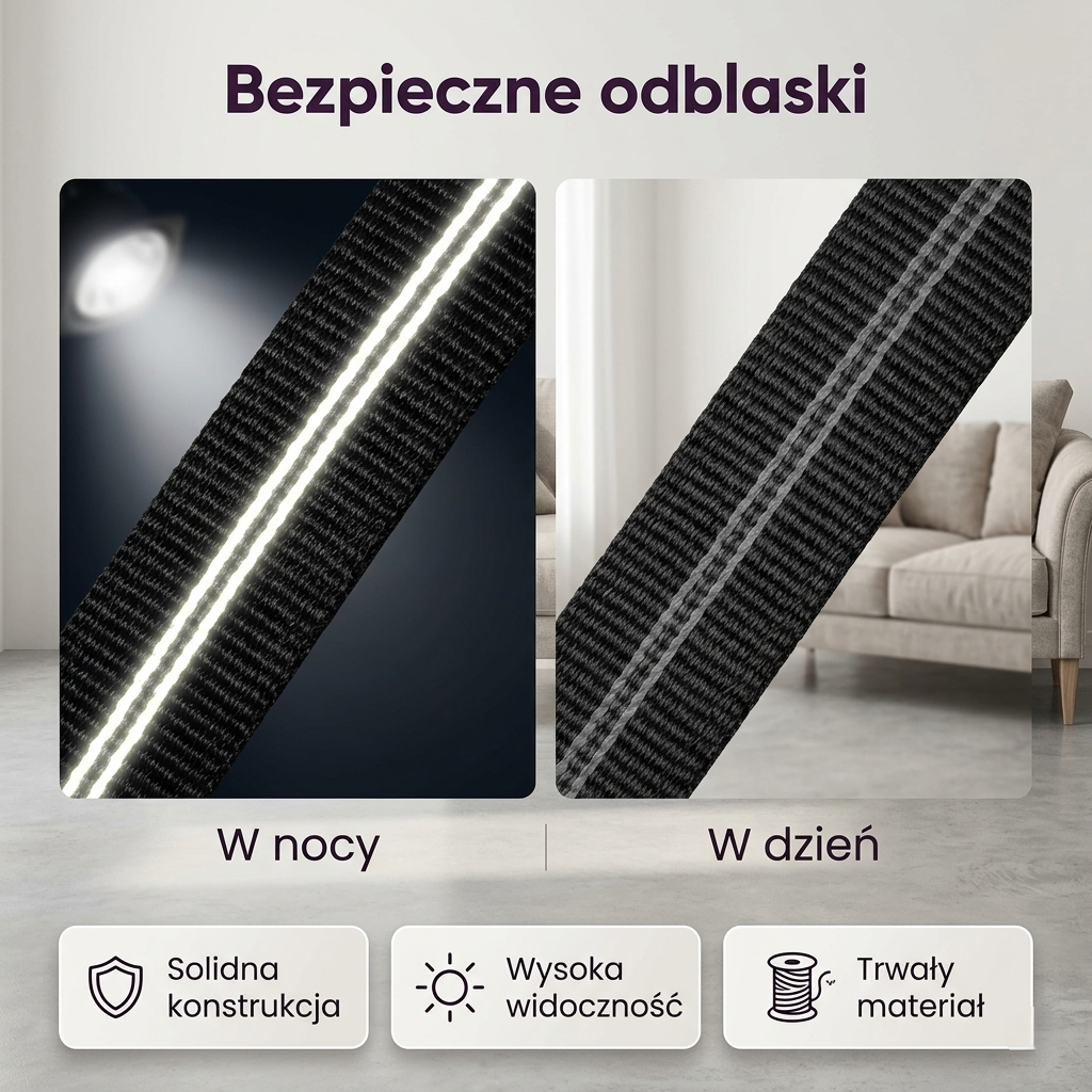 Smycz dla psa odblaskowa mocna – 1.2m 1.5m 1.8m | dla kota | spacerowa treningowa