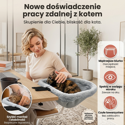 Legowisko składane półokrągłe dla kota miękkie pluszowe do biura