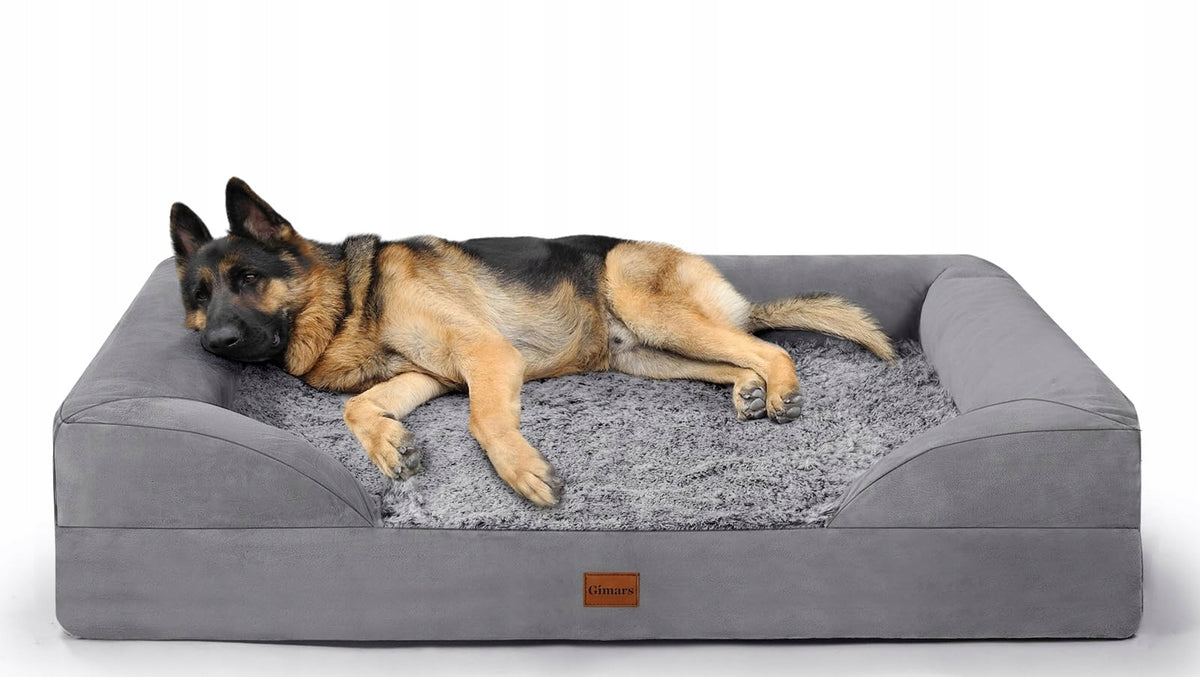 Gimars Legowisko ortopedyczne dla dużych psów XL 112 × 81 × 18 cm, pianka 28D – szare
