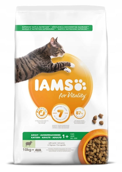 Iams for Vitality sucha karma dla dorosłych kotów z jagnięciną 10 kg – bez pszenicy