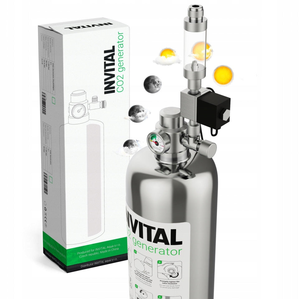 Invital Generator CO2 do akwarium z butlą 2 l – zawór elektromagnetyczny, wyłączanie nocne