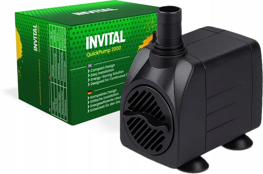 Invital QuickPump 2000 pompa tłocząca 2000 l/h z regulacją przepływu – 35 W