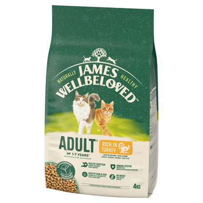 James Wellbeloved sucha karma dla kota z indykiem 4 kg – monobiałkowa, z prebiotykiem