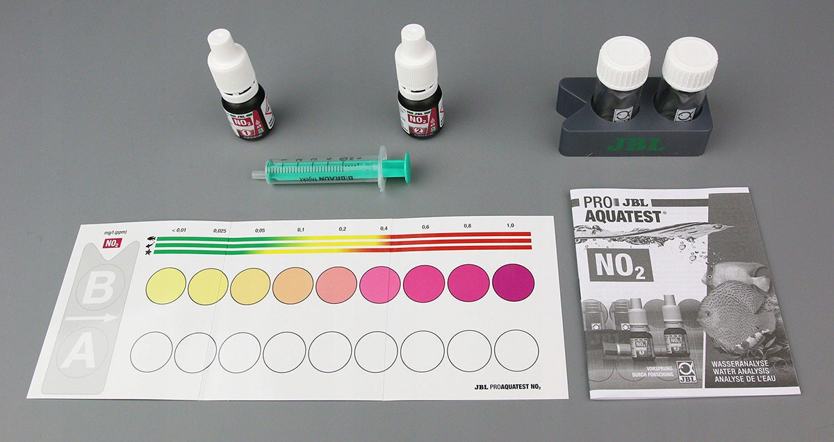 JBL Test kropelkowy NO2 do akwarium – pomiar azotynów 0,025–1,0 mg/l, kompletny zestaw