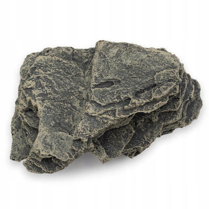 Jaskinia do terrarium 20 cm z żywicy, schodkowa z platformą dla gadów – szary granit