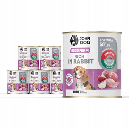 John Dog Good Form mokra karma dla psa z królikiem 6x800 g – bez kurczaka, bezglutenowa