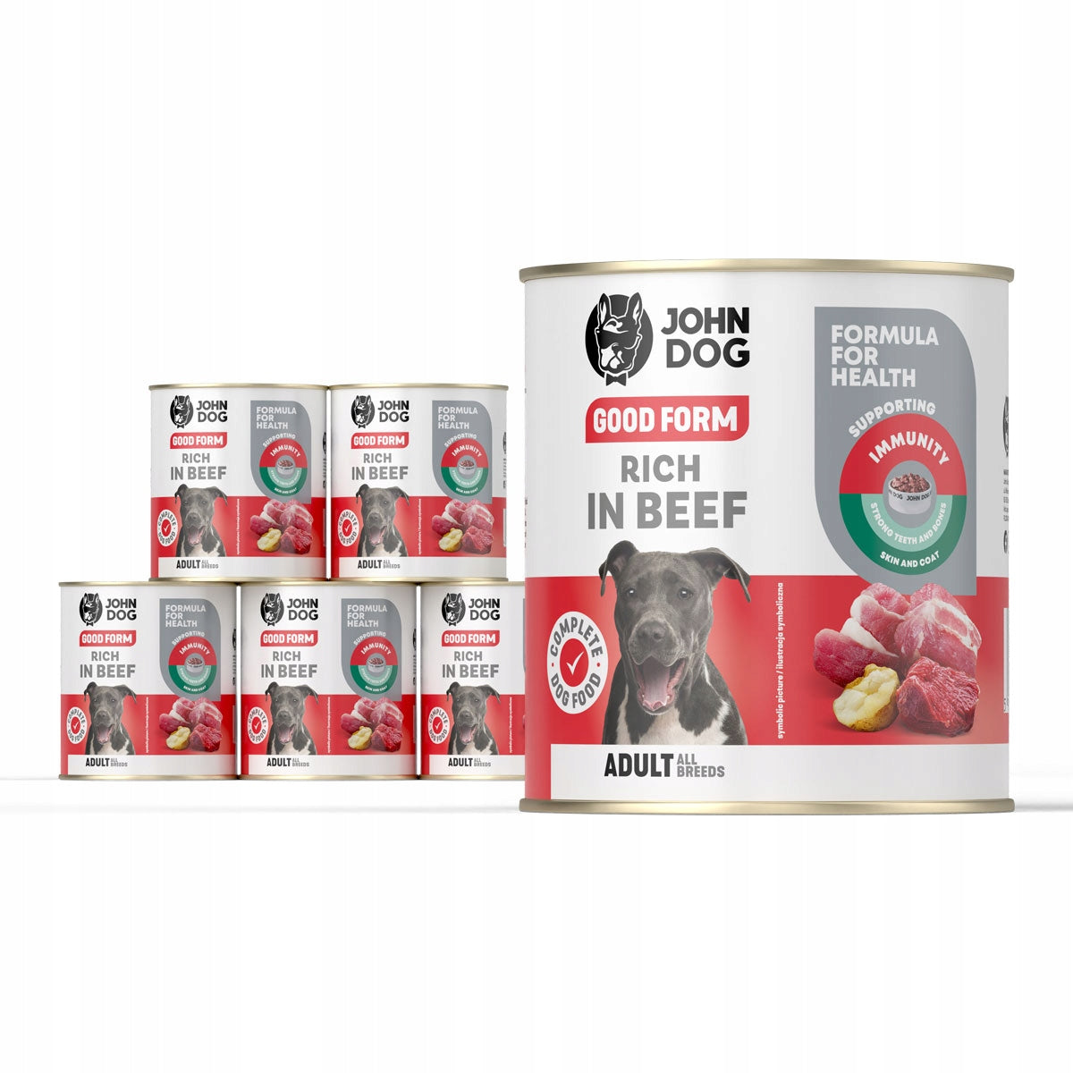 John Dog Good Form mokra karma dla psa z wołowiną 6x800 g – bez kurczaka i glutenu