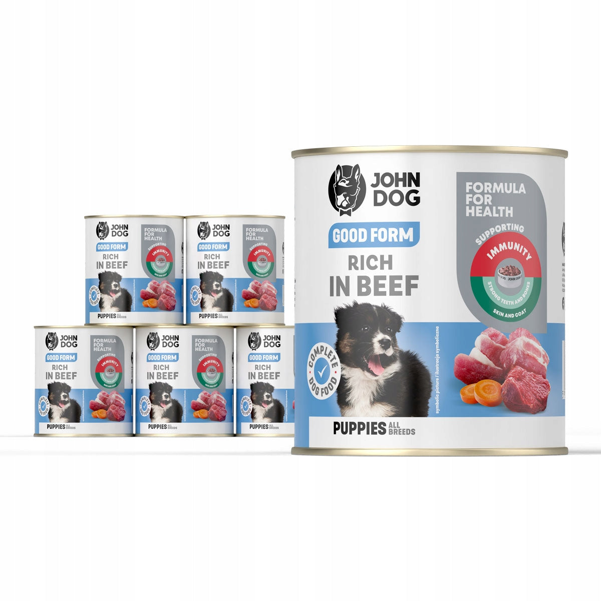 John Dog Good Form mokra karma dla szczeniąt z wołowiną 6x800 g – bez drobiu, bezglutenowa