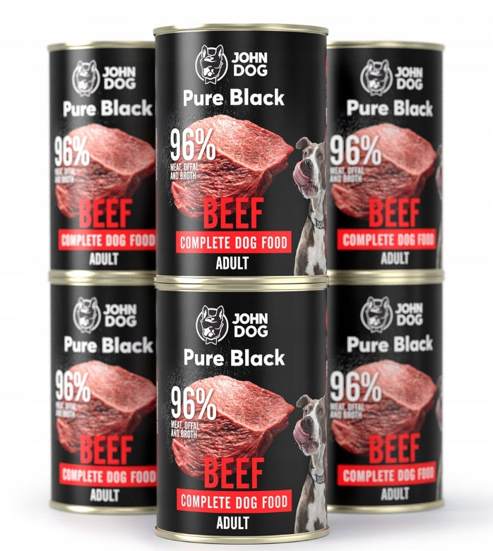 John Dog Pure Black Adult karma mokra dla psa wołowina 6x400 g – bezzbożowa, monoproteinowa