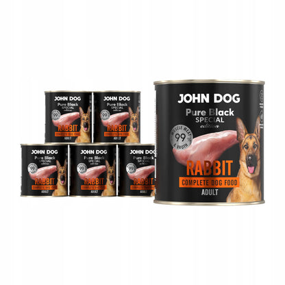 John Dog Pure Black Special Edition karma mokra dla psa z królikiem 6 x 800 g – bezzbożowa