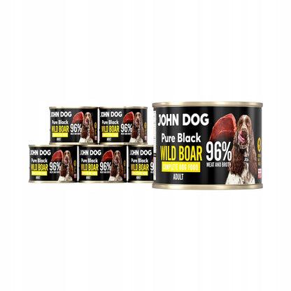 John Dog Pure Black karma mokra dla psa dzik 6x200 g – bezzbożowa, monoproteinowa