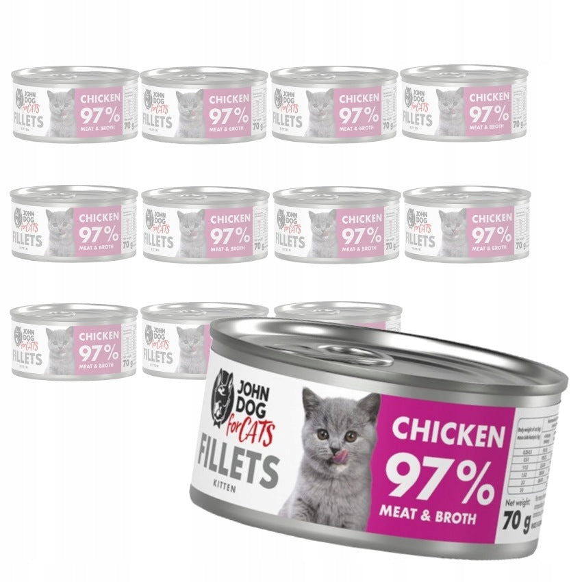 John Dog for Cats mokra karma dla kociąt filety z kurczaka 12x70 g – bezzbożowa, puszka