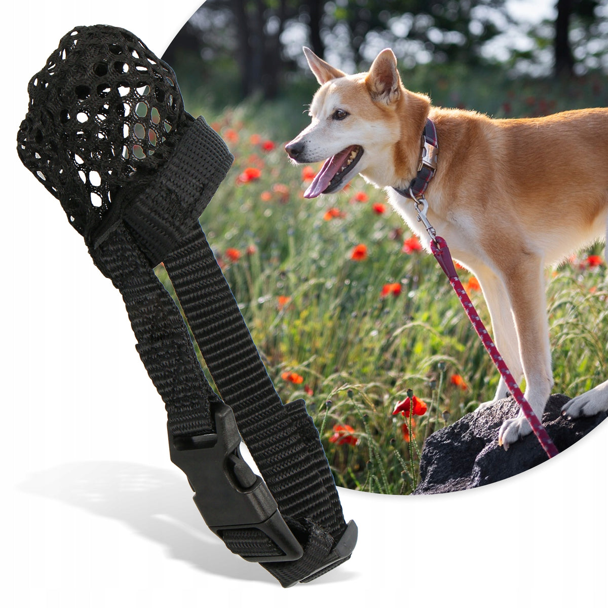 Kaganiec fizjologiczny dla psa XS materiałowy, zapinany na klips, obwód 15 cm – czarny