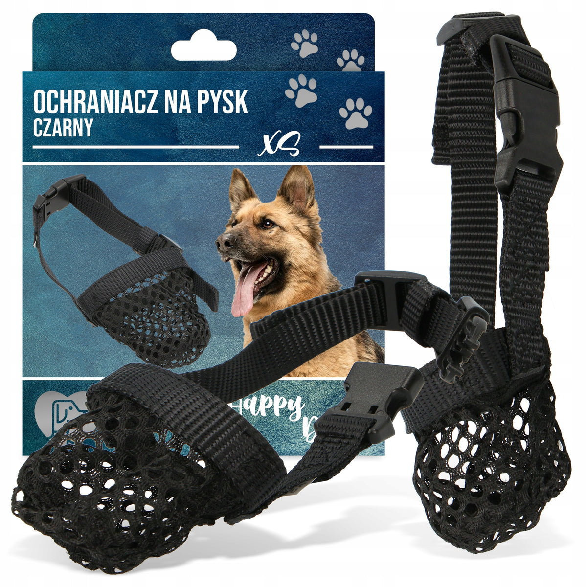 Kaganiec fizjologiczny dla psa XS materiałowy, zapinany na klips, obwód 15 cm – czarny