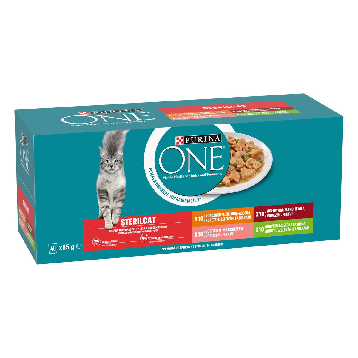 Purina ONE mokra karma dla kotów sterylizowanych 40x85 g w sosie – multipack 4 smaki