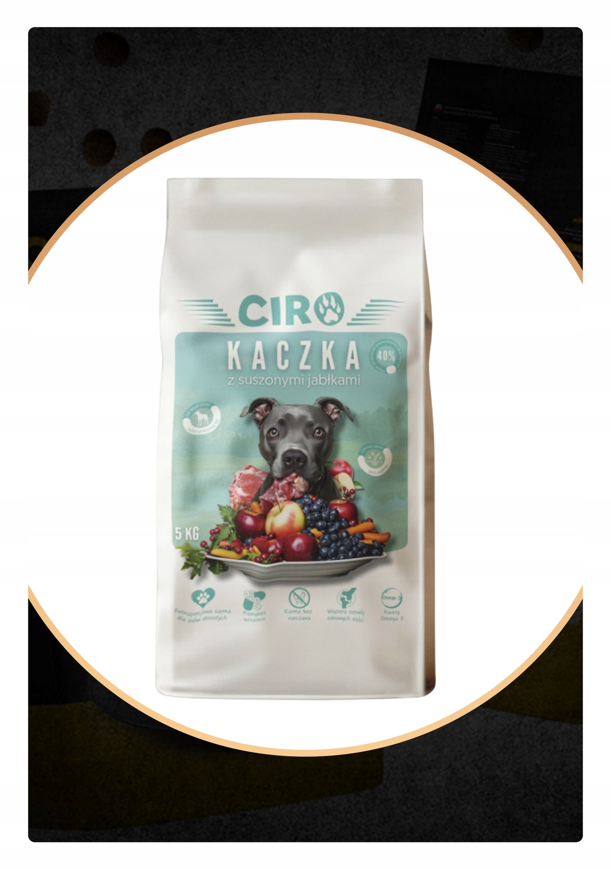 Ciro Sucha karma dla psa z kaczką i suszonymi jabłkami 5 kg – 40% mięsa, dorosłe psy