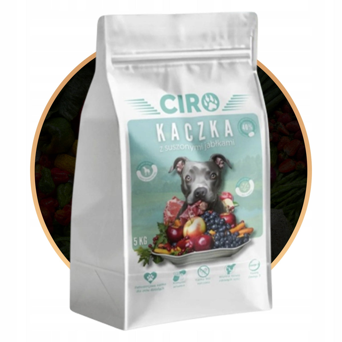 Ciro Sucha karma dla psa z kaczką i suszonymi jabłkami 5 kg – 40% mięsa, dorosłe psy