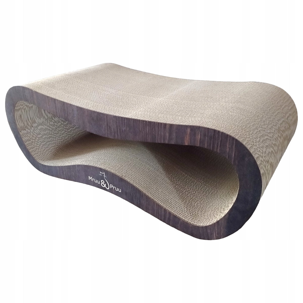Mruu&Pruu Kartonowy drapak dla kota XXL Leon 78x28x40 cm, dwustronny, legowisko – brązowy