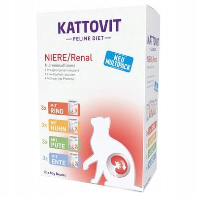 Kattovit Niere Renal mokra karma dla kotów z niewydolnością nerek 12x85 g – mix smaków