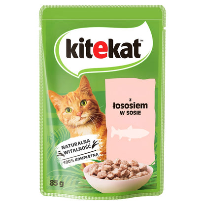Kitekat mokra karma dla kota łosoś w sosie 28 x 85 g – saszetki dla dorosłych kotów