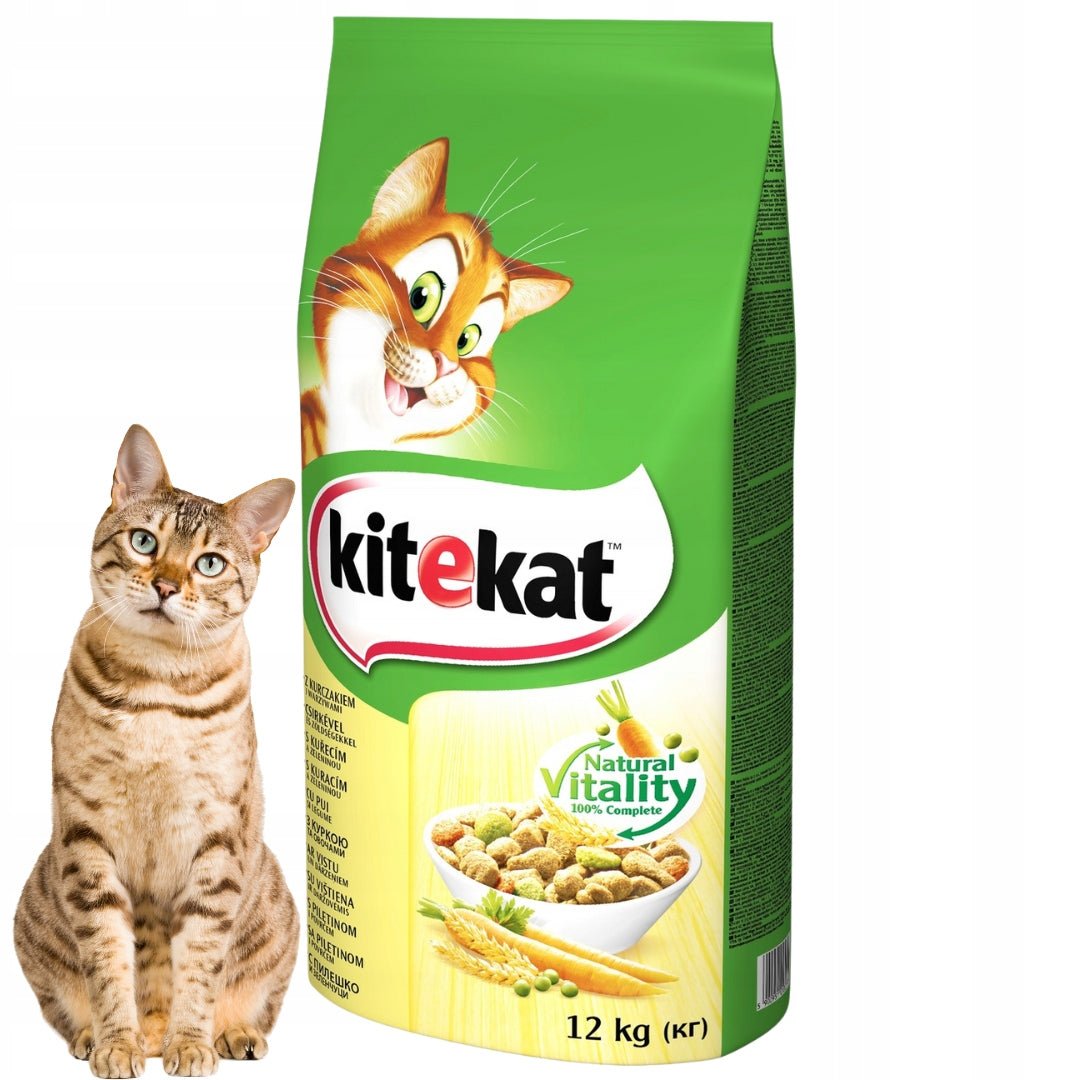Kitekat sucha karma dla kota z kurczakiem i warzywami 12 kg – dla dorosłych kotów