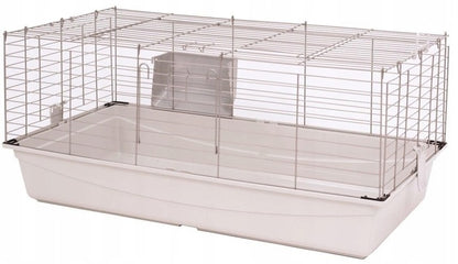 Agro Zoo Klatka dla królika i świnki morskiej 100 cm z kuwetą i paśnikiem – szara