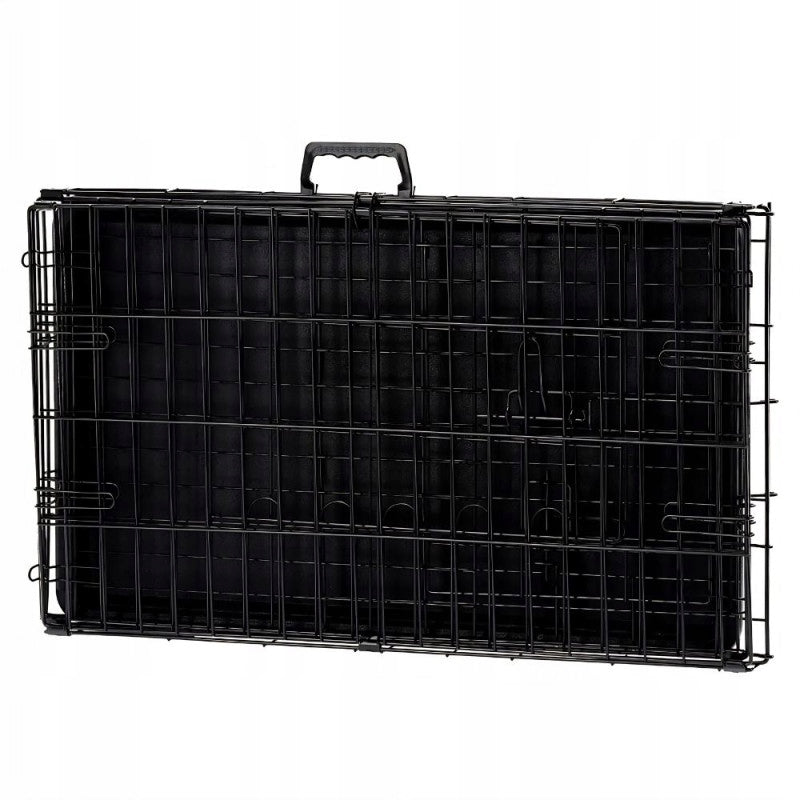 NUXIE Klatka kennelowa dla psa 120 cm składana z tacą, dwoje drzwi – metalowa, czarna