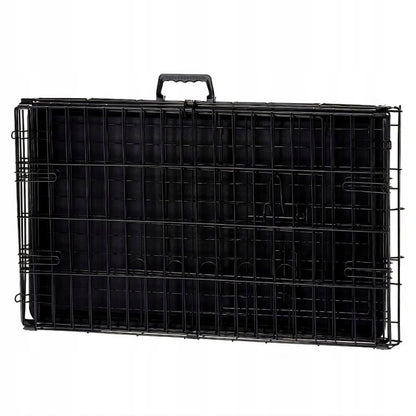 NUXIE Klatka kennelowa dla psa 120 cm składana z tacą, dwoje drzwi – metalowa, czarna