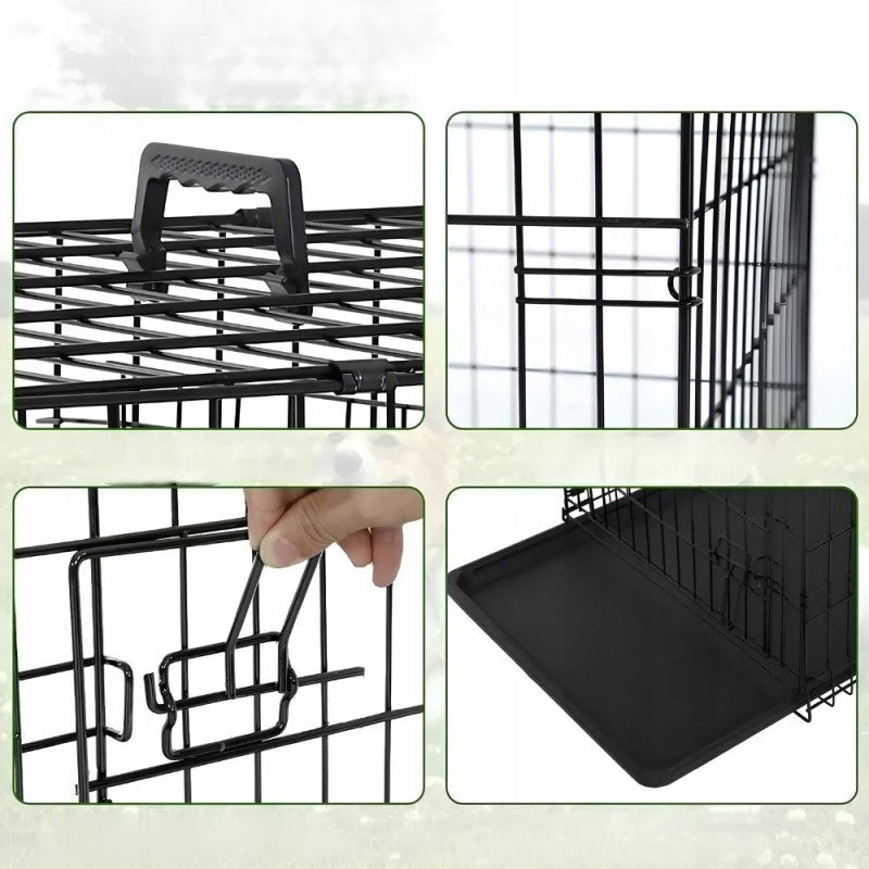 NUXIE Klatka kennelowa dla psa 77 × 48 × 57 cm, metalowa, składana, z tacką – czarna