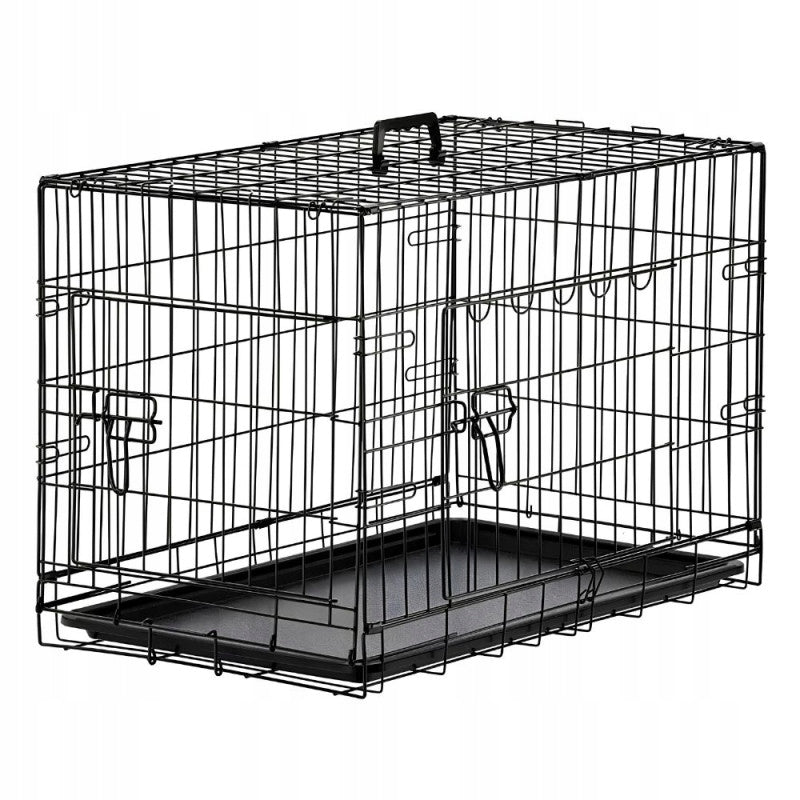 NUXIE Klatka kennelowa dla psa 77 × 48 × 57 cm, metalowa, składana, z tacką – czarna
