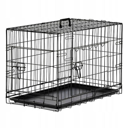 NUXIE Klatka kennelowa dla psa 77 × 48 × 57 cm, metalowa, składana, z tacką – czarna