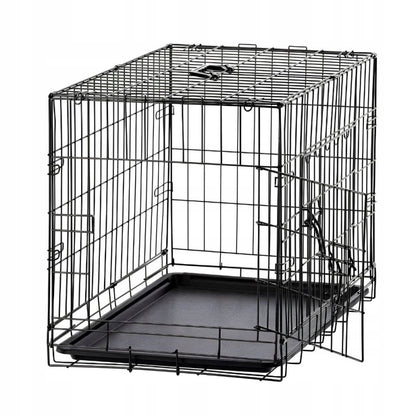 NUXIE Klatka kennelowa dla psa 77 × 48 × 57 cm, metalowa, składana, z tacką – czarna