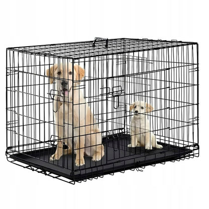 NUXIE Klatka kennelowa dla psa 77 × 48 × 57 cm, metalowa, składana, z tacką – czarna
