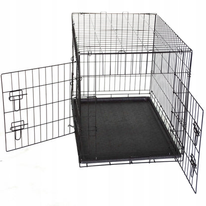 Evander Klatka kennelowa dla psa 91x60x66 cm stalowa, składana, z dwojgiem drzwi – czarna