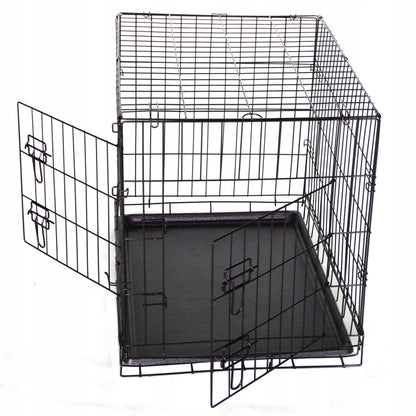 Evander Klatka kennelowa dla psa 91x60x66 cm stalowa, składana, z dwojgiem drzwi – czarna