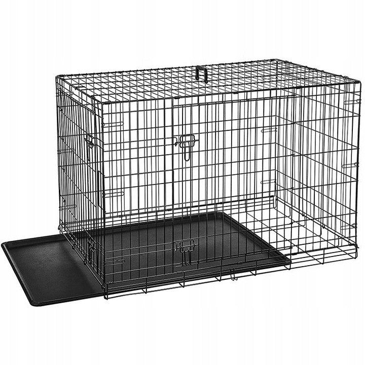 Evander Klatka kennelowa dla psa XXL 106x71x77 cm metalowa, dwoje drzwi, taca – czarna