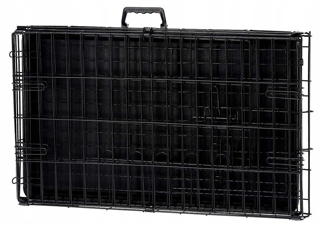 Klatka kennelowa dla psa i kota 61x42x48,5 cm, metalowa, składana, z dwoma wejściami – M, czarna