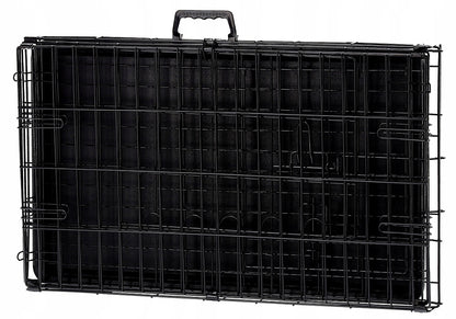 Klatka kennelowa dla psa i kota 61x42x48,5 cm, metalowa, składana, z dwoma wejściami – M, czarna