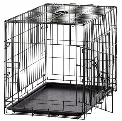 Klatka kennelowa dla psa i kota 61x42x48,5 cm, metalowa, składana, z dwoma wejściami – M, czarna