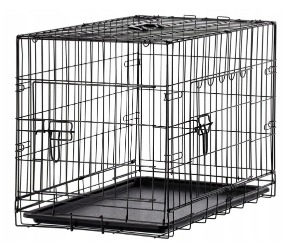 Klatka kennelowa dla psa i kota 61x42x48,5 cm, metalowa, składana, z dwoma wejściami – M, czarna